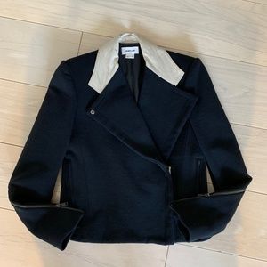 Helmut Lang Black Performa Jacket w Leather Collar